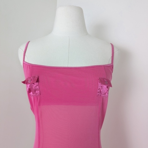 Pink Sheer Mesh Mini Slip Dress La Senza Square Neckline Straps Tank Sleeveless - Picture 5 of 11